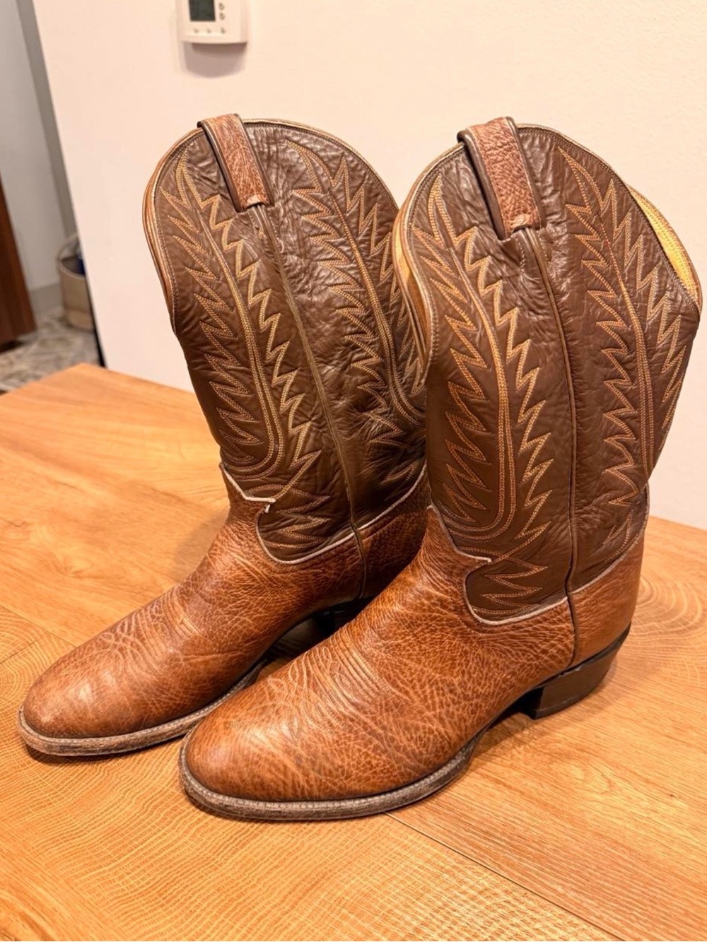 Vintage 1970s Tony Lama Cowboy Boots - Brown
